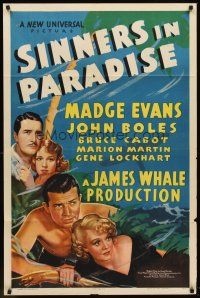 6p801 SINNERS IN PARADISE 1sh '38 directed by James Whale, Madge Evans, John Boles, Bruce Cabot
