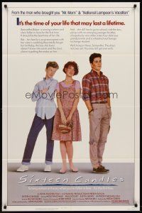 6p805 SIXTEEN CANDLES 1sh '84 Molly Ringwald, Anthony Michael Hall, directed by John Hughes!
