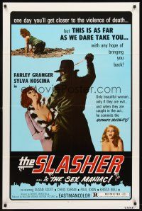 6p808 SLASHER 1sh '74 Farley Granger is the sex maniac who kills only beautiful women!