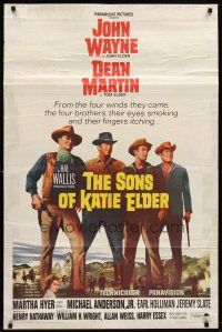 6p827 SONS OF KATIE ELDER 1sh '65 Martha Hyer, great line up of John Wayne, Dean Martin & more!