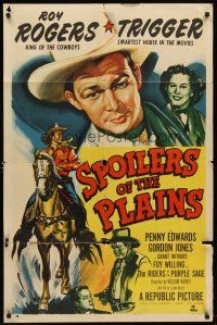 6p840 SPOILERS OF THE PLAINS 1sh '51 singing cowboy Roy Rogers in western action!