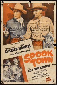 6p841 SPOOK TOWN 1sh '44 art of cowboys Dave O'Brien &Jim Newill as Texas Rangers!