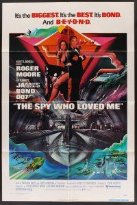 6p843 SPY WHO LOVED ME 1sh '77 great art of Roger Moore as James Bond 007 by Bob Peak!