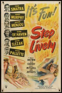 6p856 STEP LIVELY style A 1sh '44 Frank Sinatra, George Murphy, Adolphe Menjou, sexy musical art!