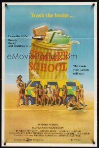 6p866 SUMMER SCHOOL 1sh '77 art of sexy teens on the beach, the movie your parents will hate!