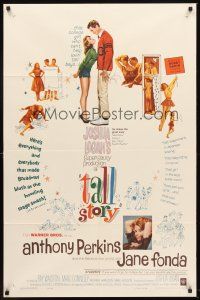 6p876 TALL STORY 1sh '60 Anthony Perkins, early Jane Fonda, basketball!