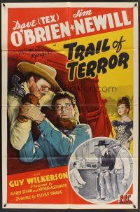 6p926 TRAIL OF TERROR 1sh '43 cowboys Dave O'Brien & Jim Newill are The Texas Rangers!