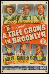 6p933 TREE GROWS IN BROOKLYN style A 1sh '45 Dorothy McGuire & Peggy Ann Garner love James Dunn!