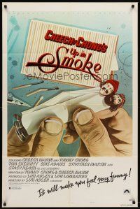 6p951 UP IN SMOKE style B 1sh '78 Cheech & Chong marijuana drug classic, great Scakisbrick artwork!