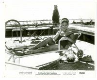 6r146 CLAUDIA CARDINALE 8x10 still '60s full-length in swimsuit talking on phone by pool!