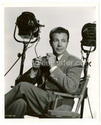 6r176 DICK POWELL deluxe candid 8x10 still '46 c/u on set about to light cigarette by Cronenweth!