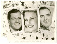 6r245 GAMBLING LADY 7.75x10 still '34 Barbara Stanwyck, O'Brien & McCrea, cool playing card art!