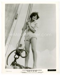 6r324 ISLAND IN THE SUN 8x10 still '57 super sexy Joan Collins in skimpy outfit by ship's mast!