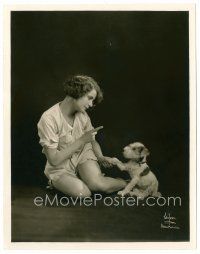 6r430 MARION HARLAN deluxe 7.5x9.5 still '20s the pretty actress teaching her cute dog by Witzel!