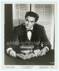 6r451 MISSISSIPPI GAMBLER 8x10 still '53 Tyrone Power at poker table with 3 aces & lots of cash!