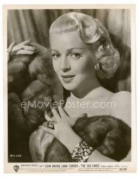6r589 SEA CHASE 8x10 still '55 wonderful close up of sexy Lana Turner wrapped in fur!