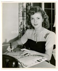 6r608 SHIRLEY TEMPLE 8x10 still '40s close up all grown up signing Disney certificates at desk!