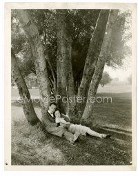 6r632 SPRING FEVER 8x10 still '27 romantic image of William Haines & Joan Crawford laying by tree!