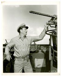 6r671 THEY WERE EXPENDABLE 8x10 still '45 close up of John Wayne in uniform aiming ship's gun!