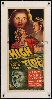 6s198 HIGH TIDE linen Aust daybill '47 Lee Tracy, Julie Bishop, cool different stone litho!