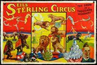 6s228 SEILS STERLING CIRCUS linen circus poster '30s the show of a thousand wonders!