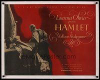6s142 HAMLET linen English 1/2sh '48 Laurence Olivier in Shakespeare classic, Best Picture winner!