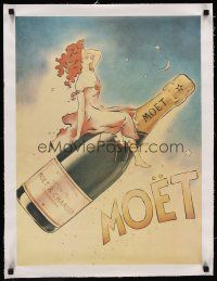 6s248 MOET & CHANDON CHAMPAGNE linen French 18x24 French advertising poster '75 art by McLinden!