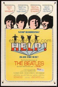 6s051 HELP linen 1sh '65 The Beatles, John, Paul, George & Ringo, rock & roll classic!