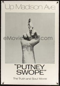 6s095 PUTNEY SWOPE linen 1sh '69 Robert Downey Sr., classic image of black girl as middle finger!