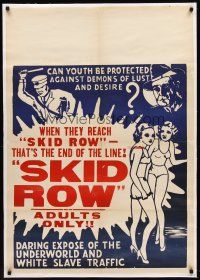 6s101 SKID ROW linen 1sh '50 can youth be protected against demons of lust & desire, great taglines!