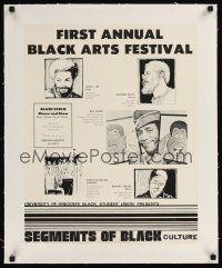 6s235 FIRST ANNUAL BLACK ARTS FESTIVAL linen special 17x22 poster '70s Bill Cosby & other artists!