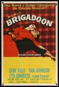 6t143 BRIGADOON Argentinean '55 great romantic close up art of Gene Kelly & Cyd Charisse!