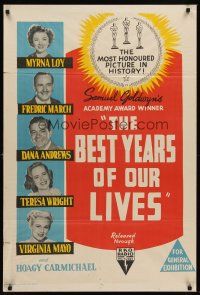 6t118 BEST YEARS OF OUR LIVES Aust 1sh R54 William Wyler, Myrna Loy, Mayo, different!