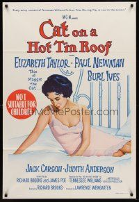 6t120 CAT ON A HOT TIN ROOF Aust 1sh R66 classic artwork of Elizabeth Taylor as Maggie the Cat!
