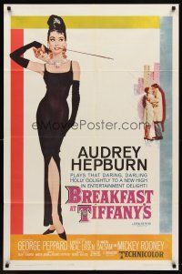 6t001 BREAKFAST AT TIFFANY'S 1sh '61 most classic artwork of sexy elegant Audrey Hepburn!