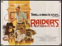 6t299 RAIDERS OF THE LOST ARK British quad '81 different art of Harrison Ford by Brian Bysouth!