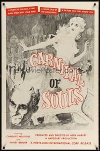 6t017 CARNIVAL OF SOULS 1sh '62 Candice Hilligoss, Sidney Berger, F. Germain horror art!
