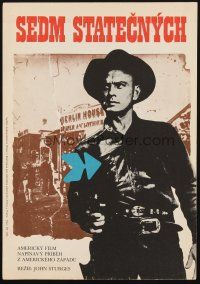 6t438 MAGNIFICENT SEVEN Czech 11x16 R76 different art of Yul Brynner by Wagner, John Sturges