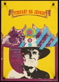 6t439 ONCE UPON A TIME IN THE WEST Czech 11x16 '73 Sergio Leone, cool art of Fonda by Vajec!