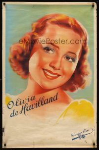 6t315 OLIVIA DE HAVILLAND French '30s wonderful Bonneau art of beautiful leading lady!