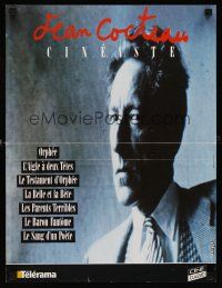 6t326 JEAN COCTEAU CINEASTE French 15x21 '90s cool black & white portrait of director!