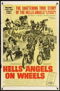 6t037 HELLS ANGELS ON WHEELS 1sh '67 biker gangs, Adam Roarke, Jack Nicholson & Sonny Barger!