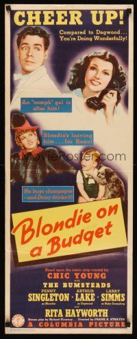 6t175 BLONDIE ON A BUDGET insert '40 sexy young Rita Hayworth, Arthur Lake & Penny Singleton!