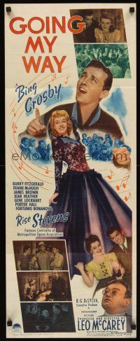 6t183 GOING MY WAY insert '44 Leo McCarey classic, different image of Bing Crosby & top stars!