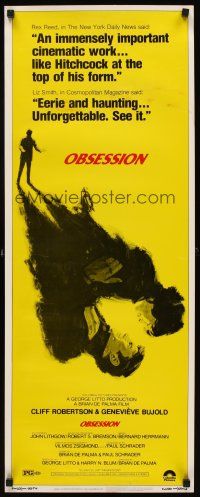 6t191 OBSESSION insert '76 Brian De Palma, Paul Schrader, Genevieve Bujold, Cliff Robertson!