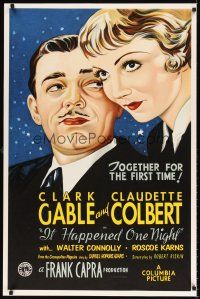 6t453 IT HAPPENED ONE NIGHT S2 recreation 1sh 2001 best art of Clark Gable & Claudette Colbert!