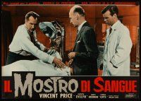 6t309 TINGLER Italian photobusta '62 great image of doctor Vincent Price examing patient!