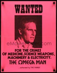 6t251 OMEGA MAN New Zealand '71 Charlton Heston wanted for crimes of medicine, science & more!