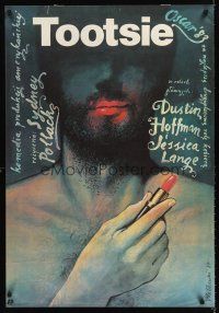6t360 TOOTSIE Polish 27x38 '84 Dustin Hoffman in drag, Walkuski art of man w/lipstick!