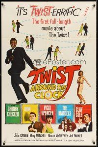 6t099 TWIST AROUND THE CLOCK 1sh '62 Chubby Checker in the first full-length Twist movie!